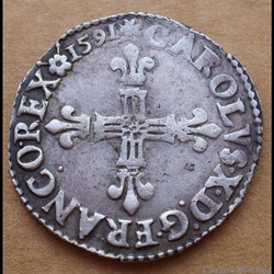 1591 - Charles X - Quart d'écu croix de face