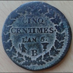 1796-97 - Directoire - 5 centimes L'AN 5 B