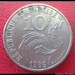 10 francs 1986 Jimenez - bretagne touchant listel
