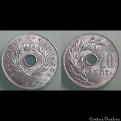 GRECE - 20 lepta 1969