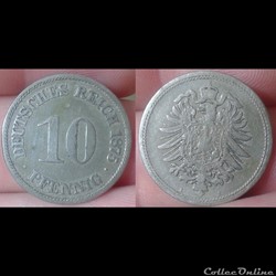 Allemagne - 10 pfennig 1875 A