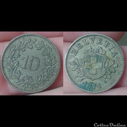 Suisse - 10 rappen 1871