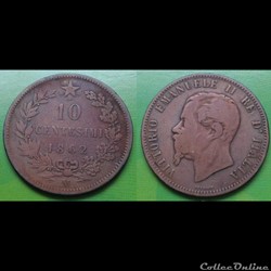 Italie - 10 centimes 1862 M