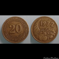 Algérie - 20 centimes 1972