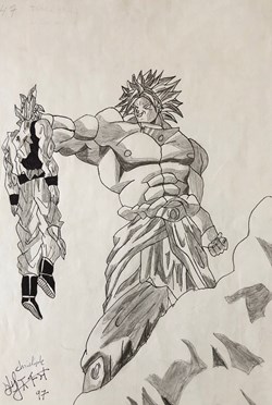 Broly vs Son Goku ( pilot, feutre & crayon )