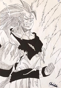 Son Goku SS3 ( pilot, feutre & fusin )