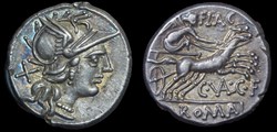 C.VAL.C.F - Denarius, Crawford 228/2 - X mark of value