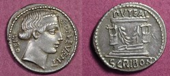 L SCRIBONIUS LIBO - Tongs denarius . RRC 416/1