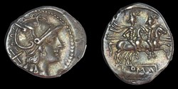 Denarius, tri-rope cape Crawford 164/1b