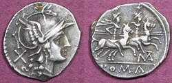 MAT (Matienus) Monogram - Denarius, Crawford 162/2a