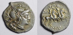 "C" Denarius, Crawford 107/1b (var)