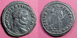 297-298 CE, Diocletian, Africa in long drapery, Carthage mint.