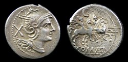 "C" Denarius, Crawford 107/1a