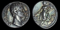 Augustus/Actium - Denarius, RIC I, 171a