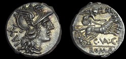 C. VALERIUS FLACCUS XVI - Denarius, RRC 228/1
