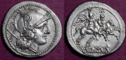 RRC 44/5 group 2, Dot Variety (no dot) Anonymous Denarius