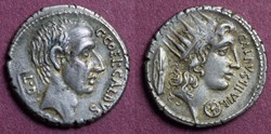 Caldvs IIIVIR, RRC 437/1a Denarius