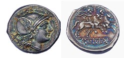 Denarius Crawford 80/1b.  Dolphin series (without symbol)