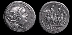 Staff series, larger head, Denarius, Crawford 106/3c