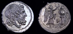 Victoriatus of Luceria RRC 97/1a, with scraggly hair