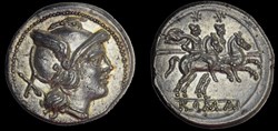 RRC 44/5 group 6 (without griffon tufts) Anonymous Denarius