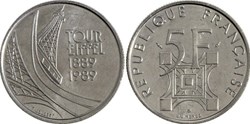 5 francs TOUR EIFFEL - 1989