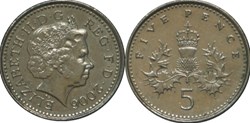 5 pence Elizabeth II 4e effigie, type chardon - 2002