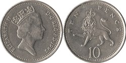 10 pence Elizabeth II 3e effigie, grand module, cupronickel