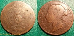 Maurice 5 Cents (1877-1901) Victoria