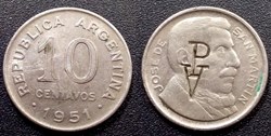 10 Centavos 1951 contrmarque PA ou PV