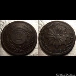 Uruguay 2 Centésimos 1869 A