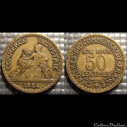Gb 50 centimes Chambre de commerce 1924 18mm 2g