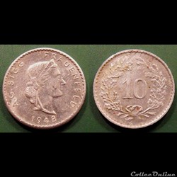 q- MN etr Suisse jeton de10 Rappen 1948