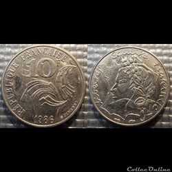 Lo 10 francs Jimenez 1986 21mm 6.5g