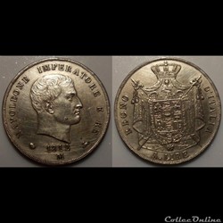 A7 5 Lire Règne d'Italie Napoléon Empereur REPRODUCTION
