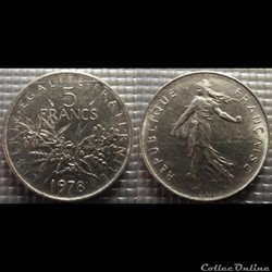 Kg 5 francs Semeuse 1978 29mm 10g