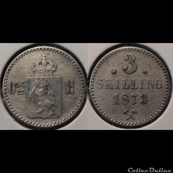 Norvège 3 Skillings 1873