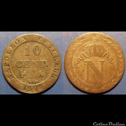 D-Napoléon I 10 Centimes Premier Empire Paris 1809