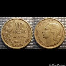 Le 10 francs Guiraud 1953 20mm 3g