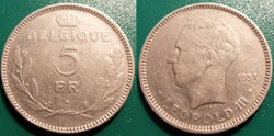 5 Francs 1937 Belgique