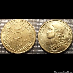 Cf 5 centimes Marianne 1982 17mm 2g