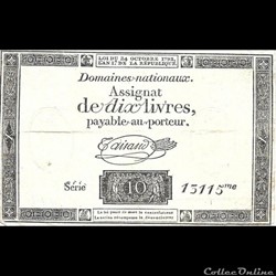 Assignat de dix livres filigrane RP RF
