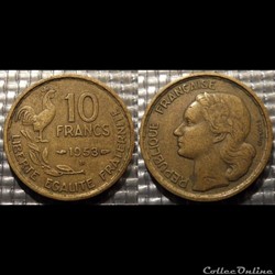 Le 10 francs Guiraud 1953 B 20mm 3g