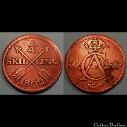 Suède 1/4 Skilling 1802