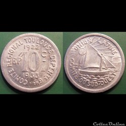 p- MN Toulouse 10 C. 1922-1933 Al Elie:15.8 variété avec triangle à droite du "10"