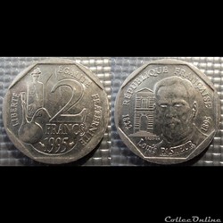 Ji 2 francs Louis Pasteur 1995 26.5mm 7.5g