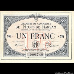 A2 1Fr. Chambre de Commerce de Mont de Marsan  Délibération du 1 décembre 1914