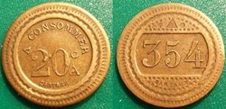 f- Jeton à consommer 20 C. à Consommer 354