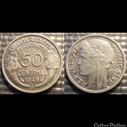 Ge 50 centimes Morlon 1945 18mm 0.7g