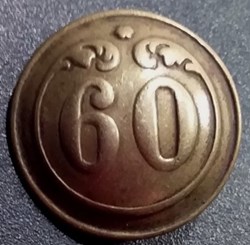 Bouton bombé, 60 Régiment Infanterie de Ligne. Epoque Second Empire, Paris.
